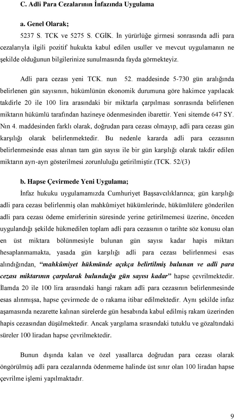 Adli para cezası yeni TCK. nun 52.