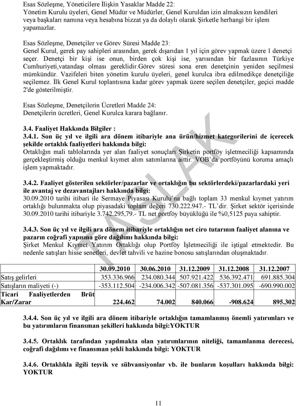 Esas SözleĢme, Denetçiler ve Görev Süresi Madde 23: Genel Kurul, gerek pay sahipleri arasından, gerek dıģarıdan 1 yıl için görev yapmak üzere 1 denetçi seçer.