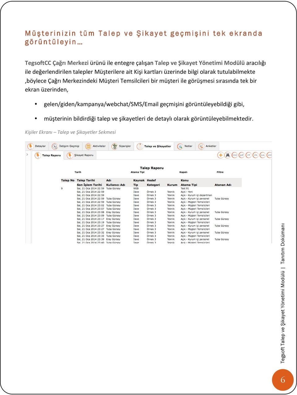 Merkezindeki Müşteri Temsilcileri bir müşteri ile görüşmesi sırasında tek bir ekran üzerinden, gelen/giden/kampanya/webchat/sms/email