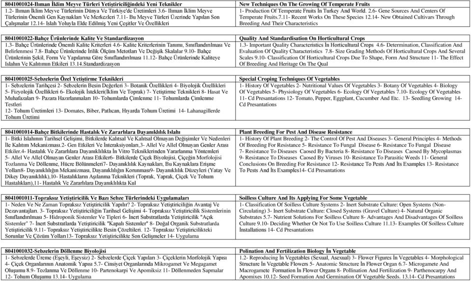 14- Islah Yoluyla Elde Edilmiş Yeni Çeşitler Ve Özellikleri 8041001022-Bahçe Ürünlerinde Kalite Ve Standardizasyon 1.3- Bahçe Ürünlerinde Önemli Kalite Kriterleri 4.