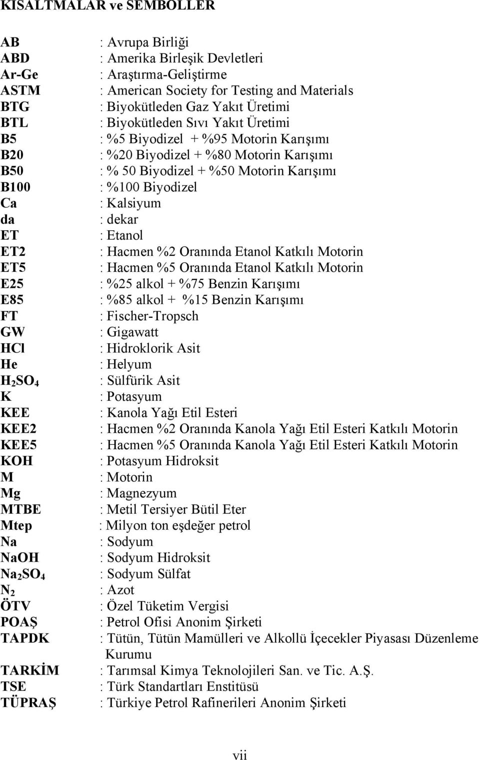 Biyodizel + %95 Motorin Karışımı : %20 Biyodizel + %80 Motorin Karışımı : % 50 Biyodizel + %50 Motorin Karışımı : %100 Biyodizel : Kalsiyum : dekar : Etanol : Hacmen %2 Oranında Etanol Katkılı