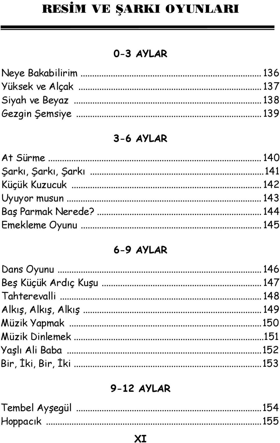 ...144 Emekleme Oyunu... 145 6-9 AYLAR Dans Oyunu... 146 Beş Küçük Ardıç Kuşu... 147 Tahterevalli.