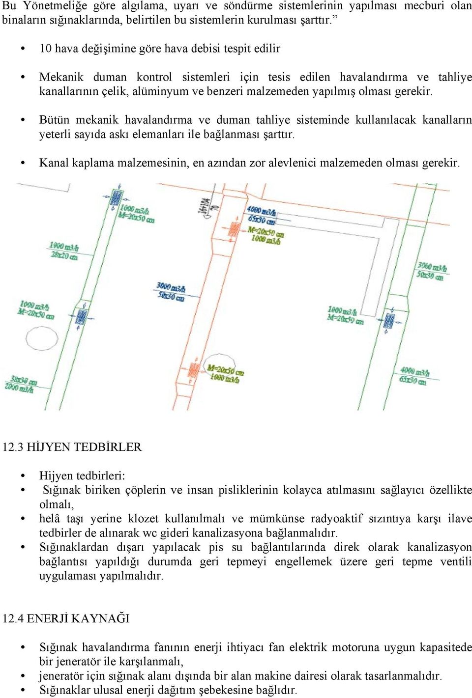 gerekir. Bütün mekanik havalandırma ve duman tahliye sisteminde kullanılacak kanalların yeterli sayıda askı elemanları ile bağlanması şarttır.