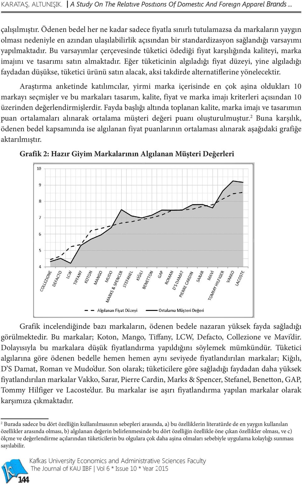 Bu varsayımlar çerçevesinde tüketici ödediği fiyat karşılığında kaliteyi, marka imajını ve tasarımı satın almaktadır.