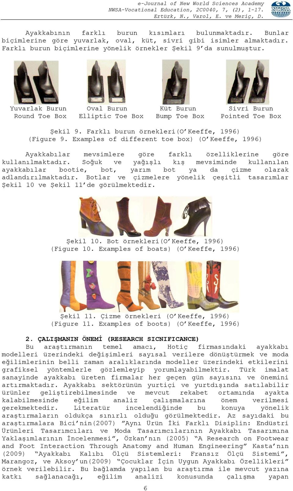 Examples of different toe box) (O Keeffe, 1996) Ayakkabılar mevsimlere göre farklı özelliklerine göre kullanılmaktadır.