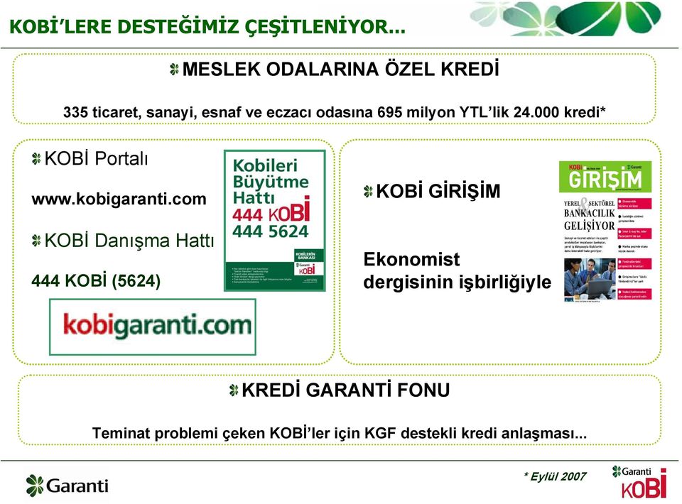 YTL lik 24.000 kredi* KOBİ Portalı www.kobigaranti.