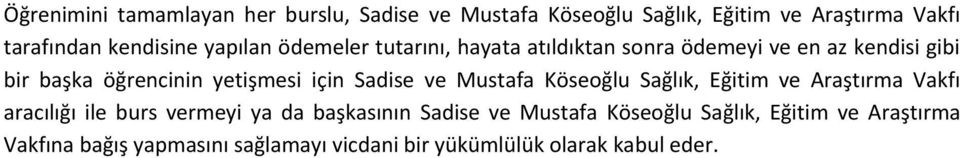 Sadise ve Mustafa Köseoğlu Sağlık, Eğitim ve Araştırma Vakfı aracılığı ile burs vermeyi ya da başkasının Sadise ve