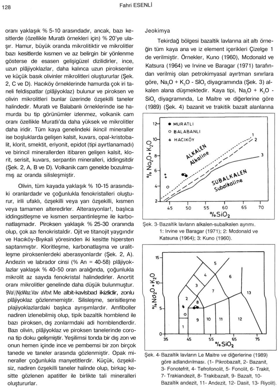 piroksenler ve küçük basık olivinler mikrolitleri oluştururlar (Şek. 2, C ve D).