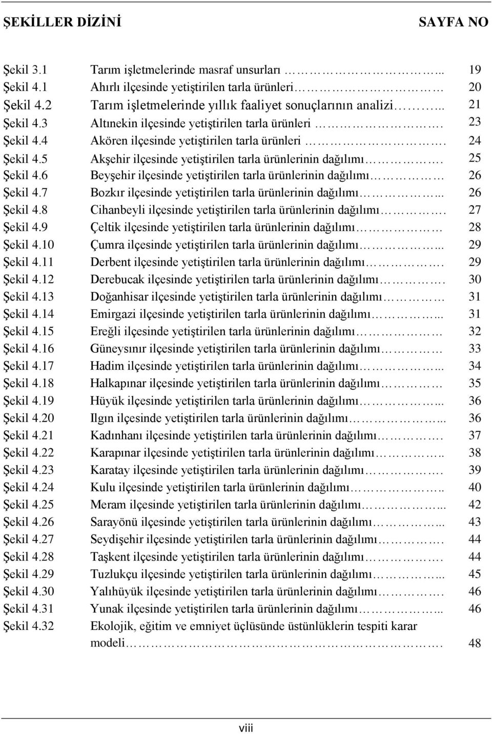 5 AkĢehir ilçesinde yetiģtirilen tarla ürünlerinin dağılımı. 25 ġekil 4.6 BeyĢehir ilçesinde yetiģtirilen tarla ürünlerinin dağılımı 26 ġekil 4.