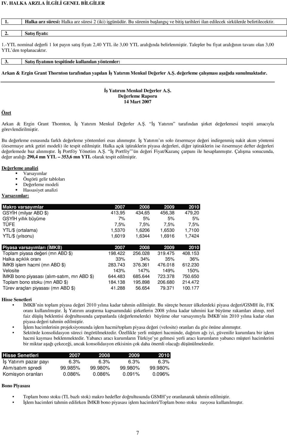 Ş. değerleme çalışması aşağıda sunulmaktadır. Özet İş Yatırım Menkul Değerler A.Ş. Değerleme Raporu 14 Mart 2007 Arkan & Ergin Grant Thornton, İş Yatırım Menkul Değerler A.Ş. İş Yatırım tarafından şirket değerlemesi tespiti amacıyla görevlendirilmiştir.