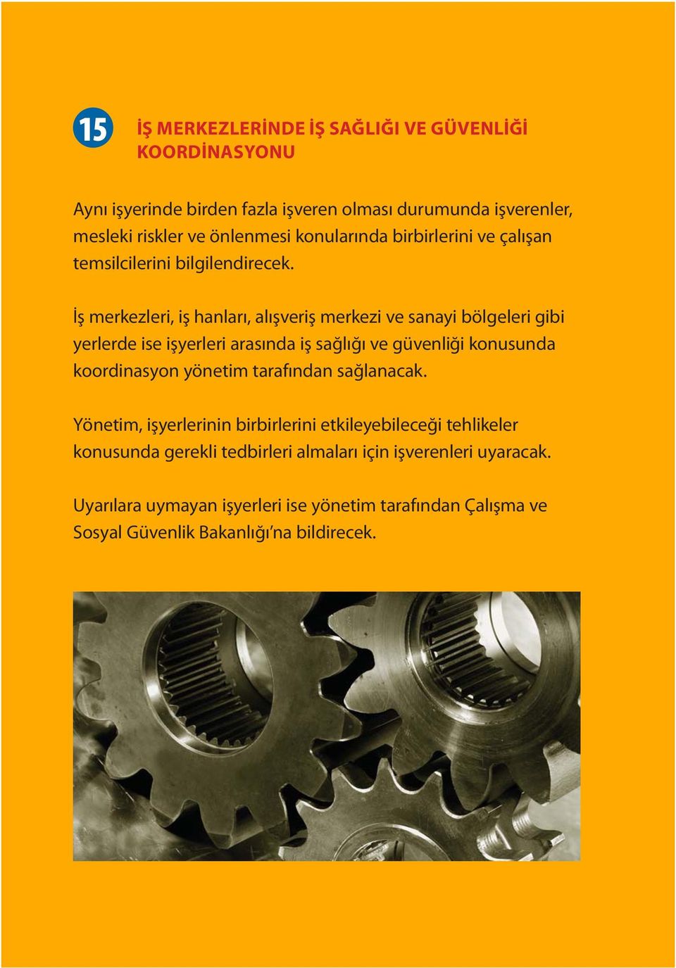 İş merkezleri, iş hanları, alışveriş merkezi ve sanayi bölgeleri gibi yerlerde ise işyerleri arasında iş sağlığı ve güvenliği konusunda koordinasyon yönetim