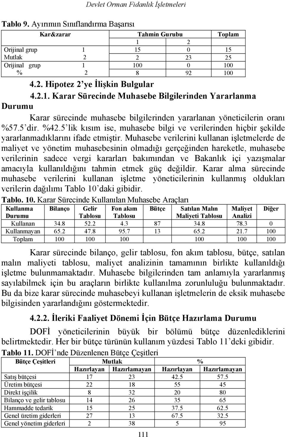 5 lik kısım ise, muhasebe bilgi ve verilerinden hiçbir şekilde yararlanmadıklarını ifade etmiştir.