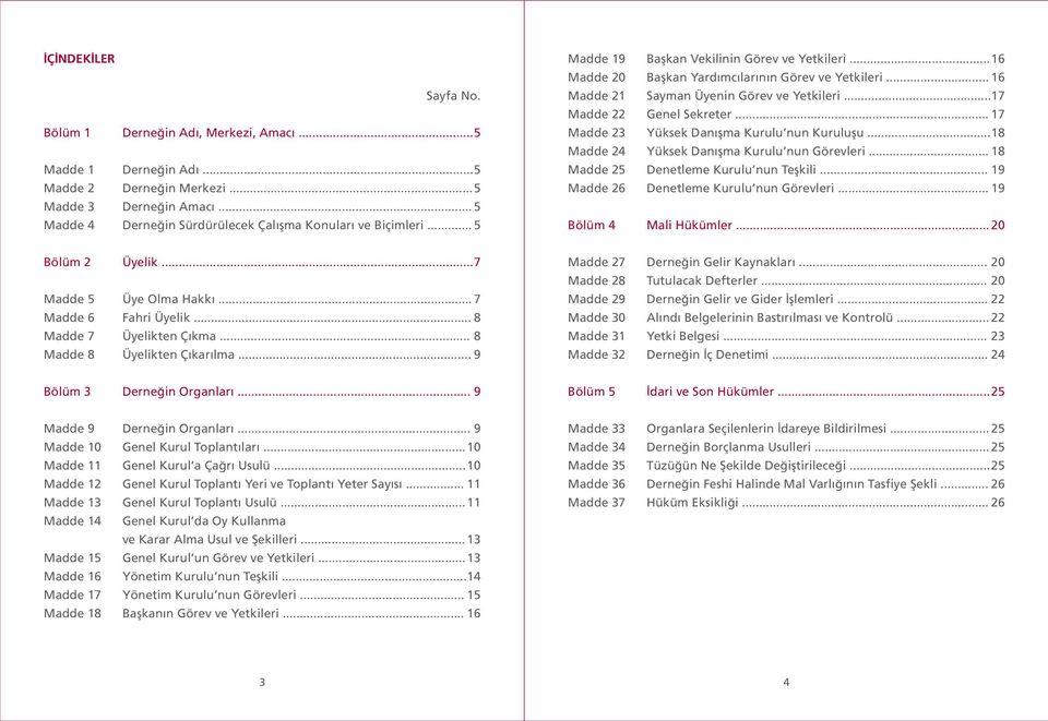 .. 16 Madde 21 Sayman Üyenin Görev ve Yetkileri...17 Madde 22 Genel Sekreter... 17 Madde 23 Yüksek Danışma Kurulu nun Kuruluşu...18 Madde 24 Yüksek Danışma Kurulu nun Görevleri.