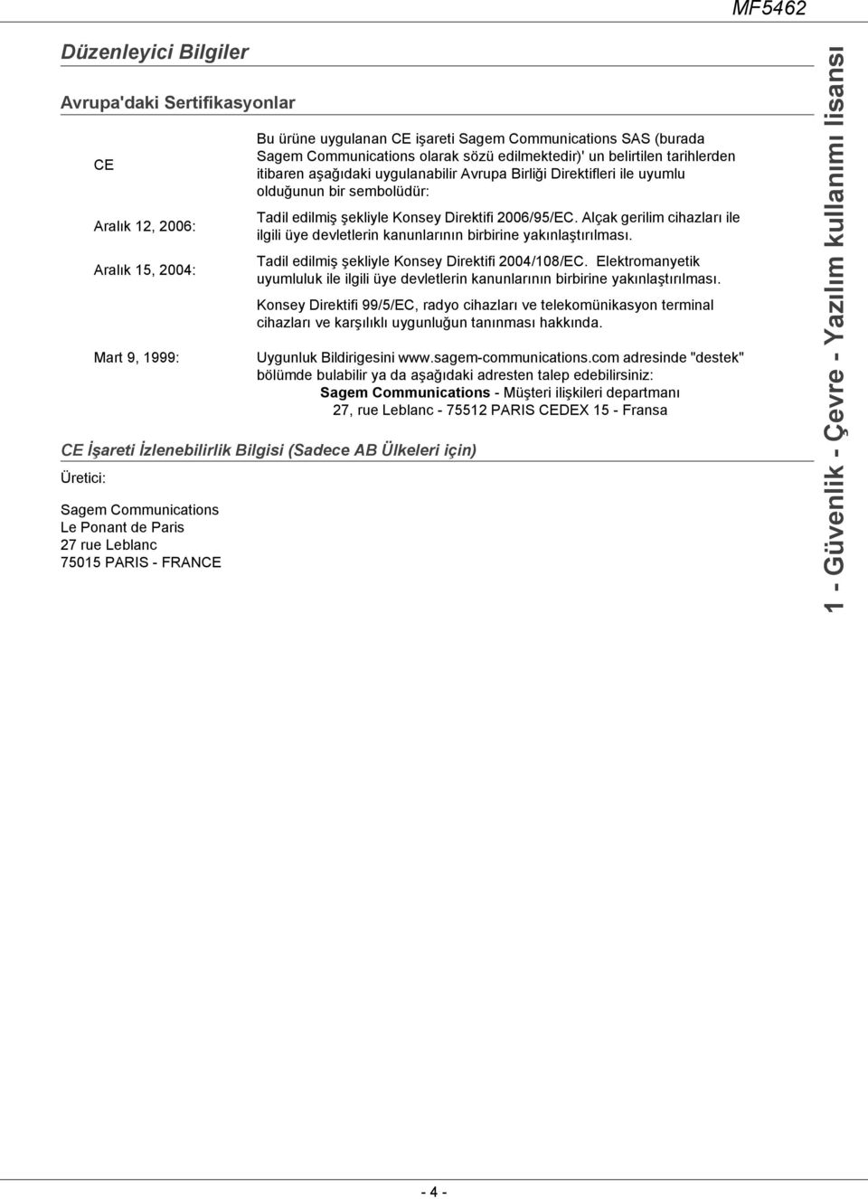 aşağıdaki uygulanabilir Avrupa Birliği Direktifleri ile uyumlu olduğunun bir sembolüdür: Tadil edilmiş şekliyle Konsey Direktifi 2006/95/EC.