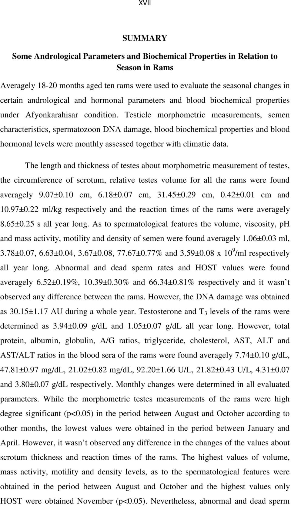 Testicle morphometric measurements, semen characteristics, spermatozoon DNA damage, blood biochemical properties and blood hormonal levels were monthly assessed together with climatic data.