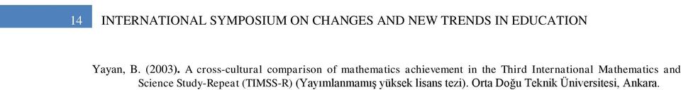 A cross-cultural comparison of mathematics achievement in the Third