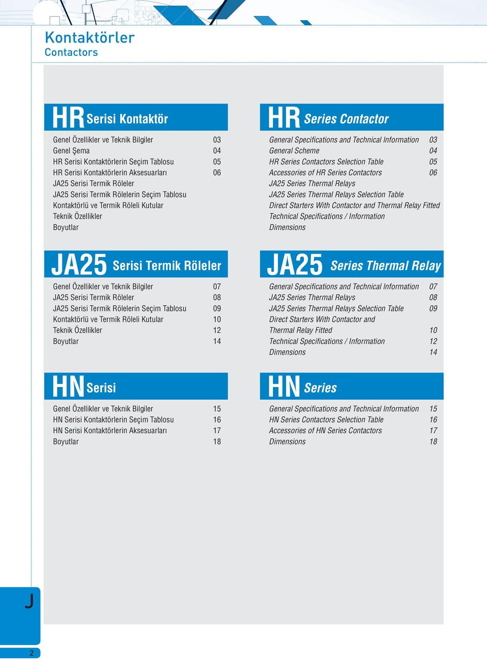 Series Selection Table 05 Accessories of HR Series 06 A25 Series Thermal Relays A25 Series Thermal Relays Selection Table Direct Starters With Contactor and Thermal Relay Fitted Technical