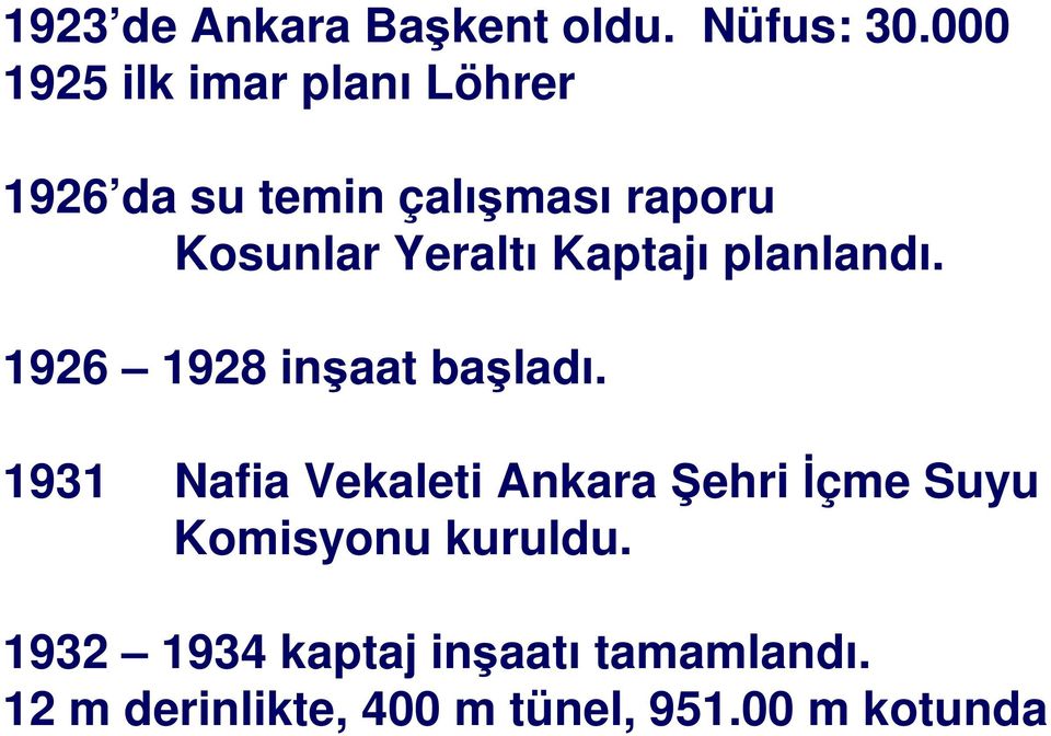 Yeraltı Kaptajı planlandı. 1926 1928 inşaat başladı.