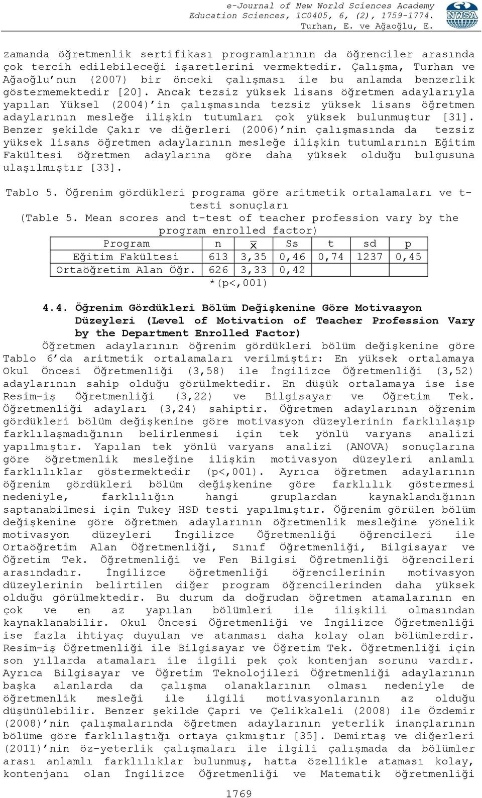 Ancak tezsiz yüksek lisans öğretmen adaylarıyla yapılan Yüksel (2004) in çalışmasında tezsiz yüksek lisans öğretmen adaylarının mesleğe ilişkin tutumları çok yüksek bulunmuştur [31].