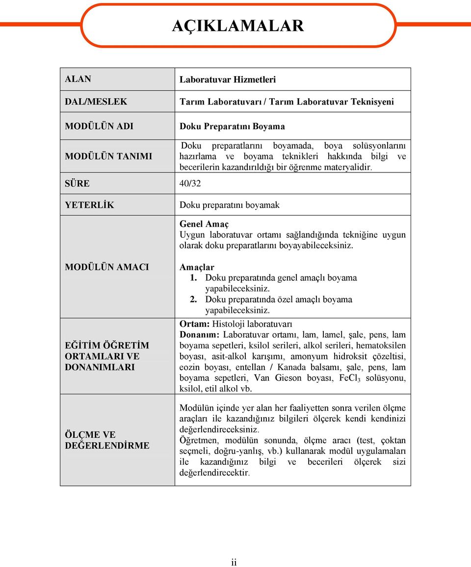 SÜRE 40/32 YETERLİK Dku preparatını byamak Genel Amaç Uygun labratuvar rtamı sağlandığında tekniğine uygun larak dku preparatlarını byayabileceksiniz.