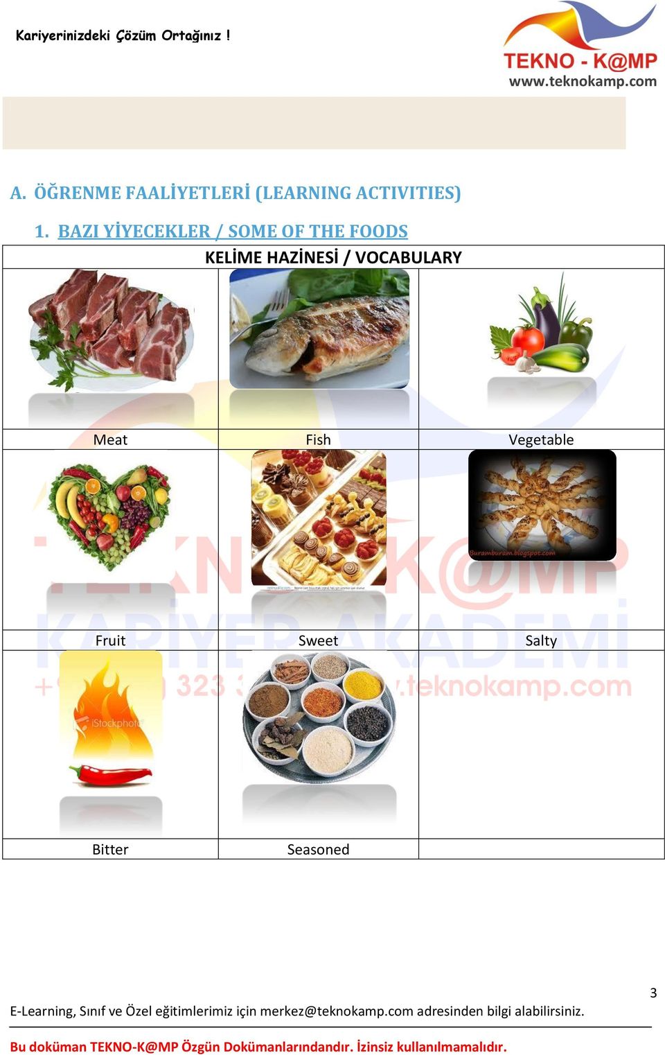 BAZI YİYECEKLER / SOME OF THE FOODS KELİME