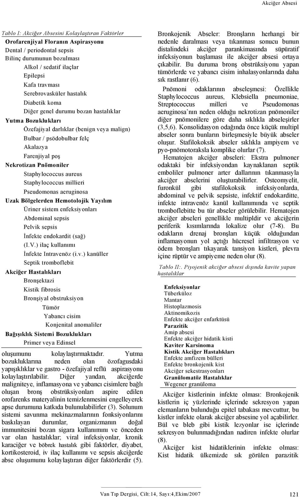 Nekrotizan Pnömoniler Staphylococcus aureus Staphylococcus millieri Pseudomonas aeruginosa Uzak Bölgelerden Hemotolojik Yayılım Üriner sistem enfeksiyonları Abdominal sepsis Pelvik sepsis İnfekte