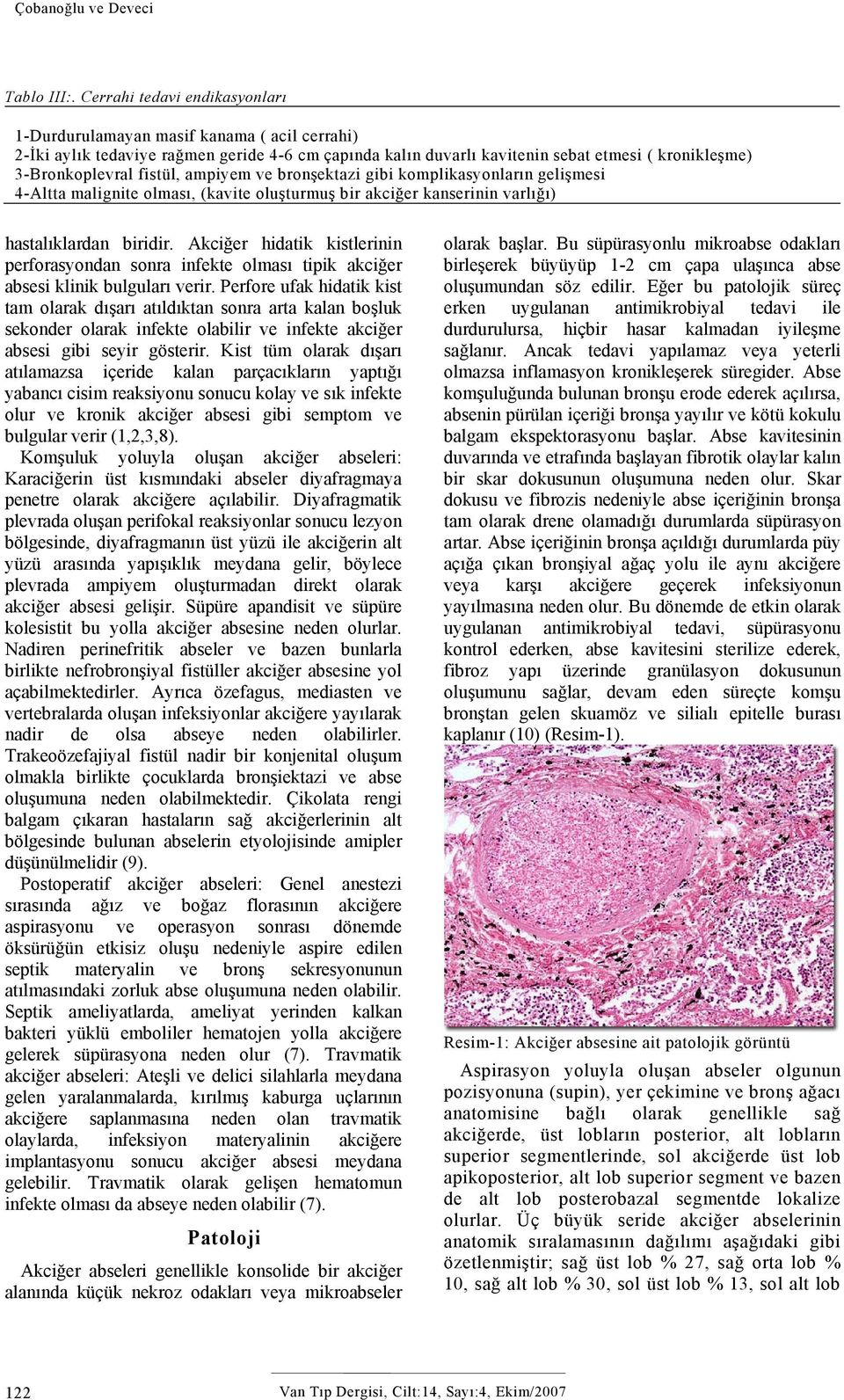 fistül, ampiyem ve bronşektazi gibi komplikasyonların gelişmesi 4-Altta malignite olması, (kavite oluşturmuş bir akciğer kanserinin varlığı) hastalıklardan biridir.