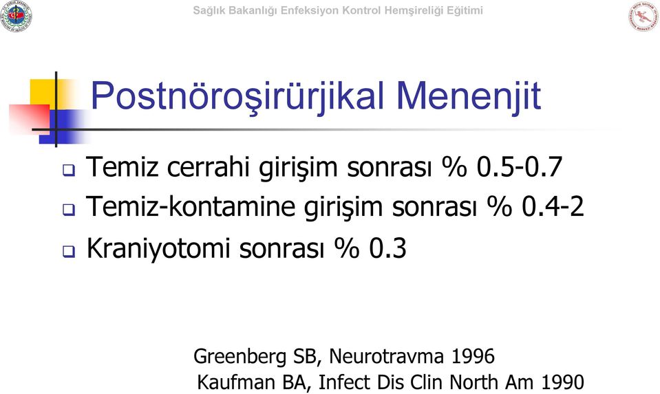 7 Temiz-kontamine girişim sonrası % 0.