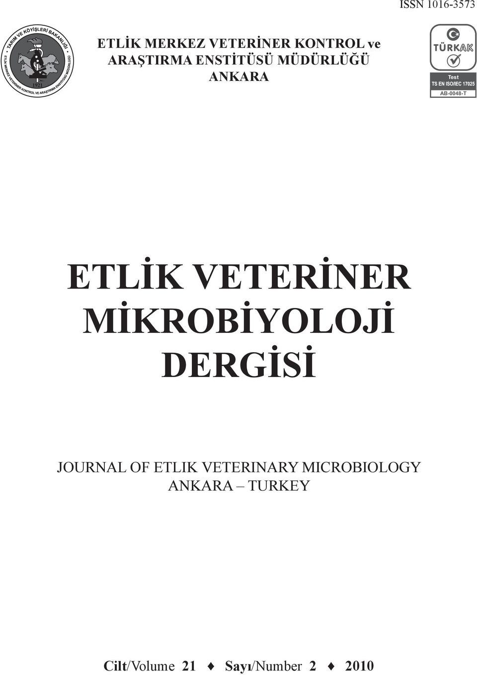 VETERİNER MİKROBİYOLOJİ DERGİSİ JOURNAL OF ETLIK