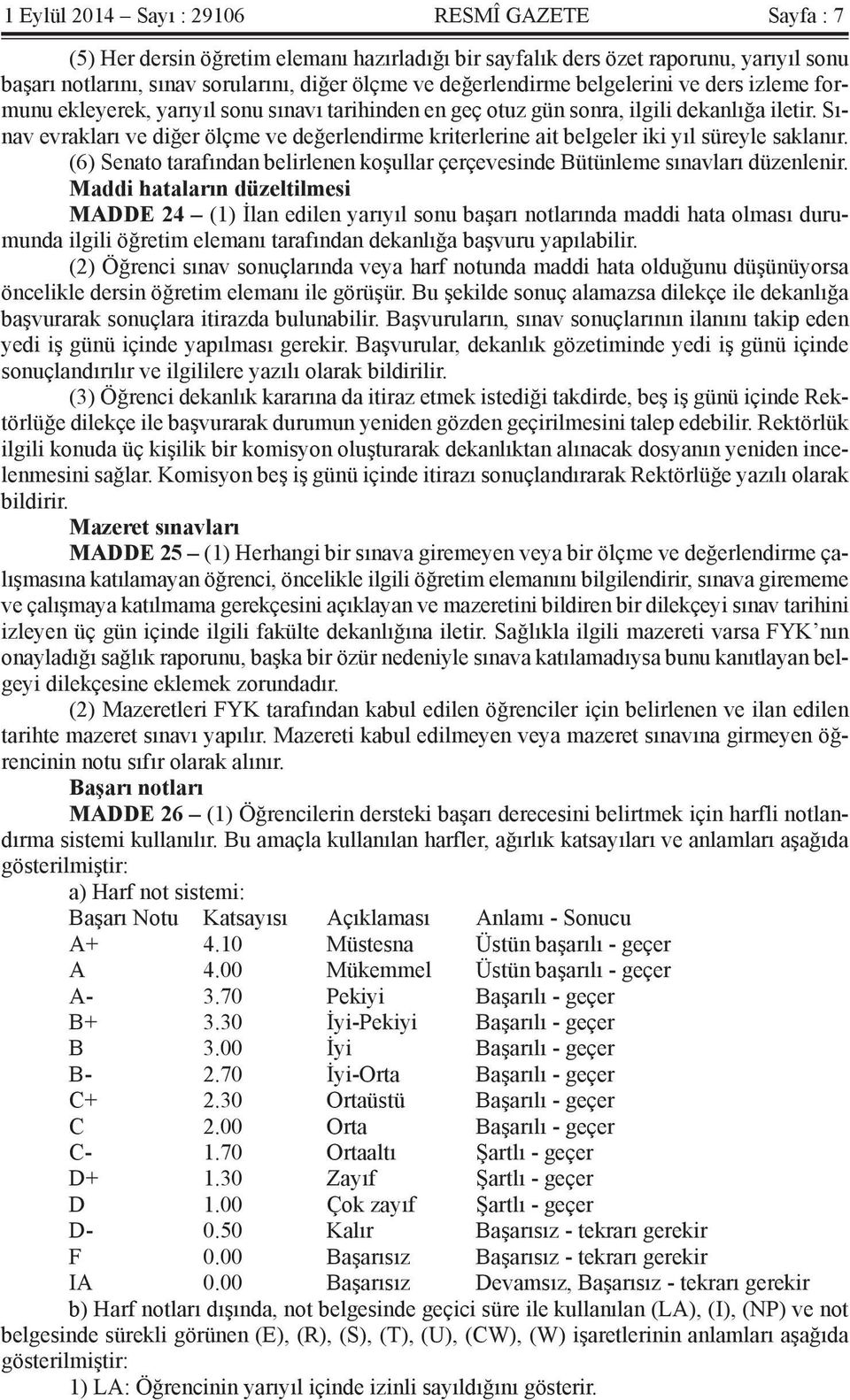 Sınav evrakları ve diğer ölçme ve değerlendirme kriterlerine ait belgeler iki yıl süreyle saklanır. (6) Senato tarafından belirlenen koşullar çerçevesinde Bütünleme sınavları düzenlenir.