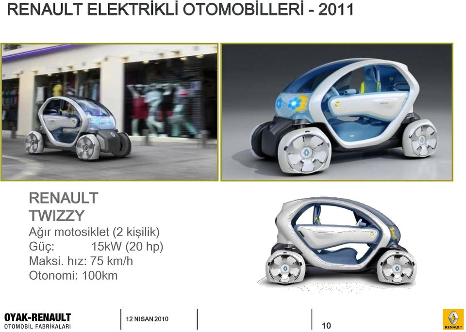 motosiklet (2 kişilik) Güç: 15kW