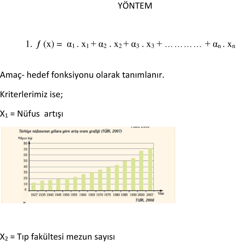 x n Amaç- hedef fonksiyonu olarak