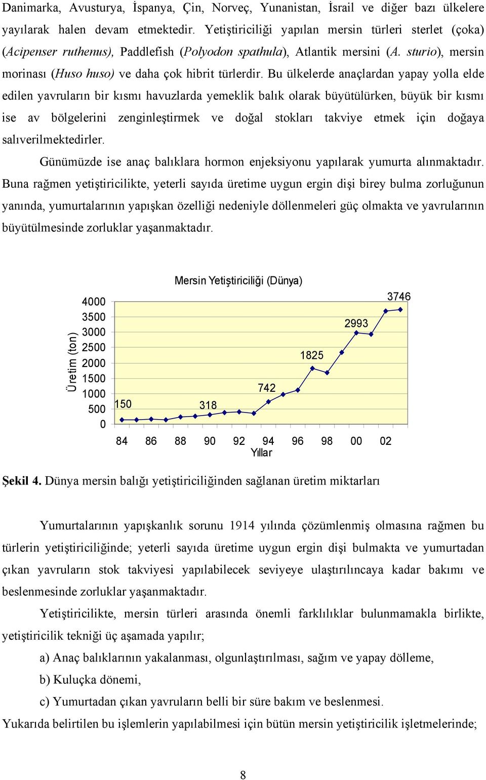 Bu ülkelerde anaçlardan yapay yolla elde edilen yavruların bir kısmı havuzlarda yemeklik balık olarak büyütülürken, büyük bir kısmı ise av bölgelerini zenginleştirmek ve doğal stokları takviye etmek