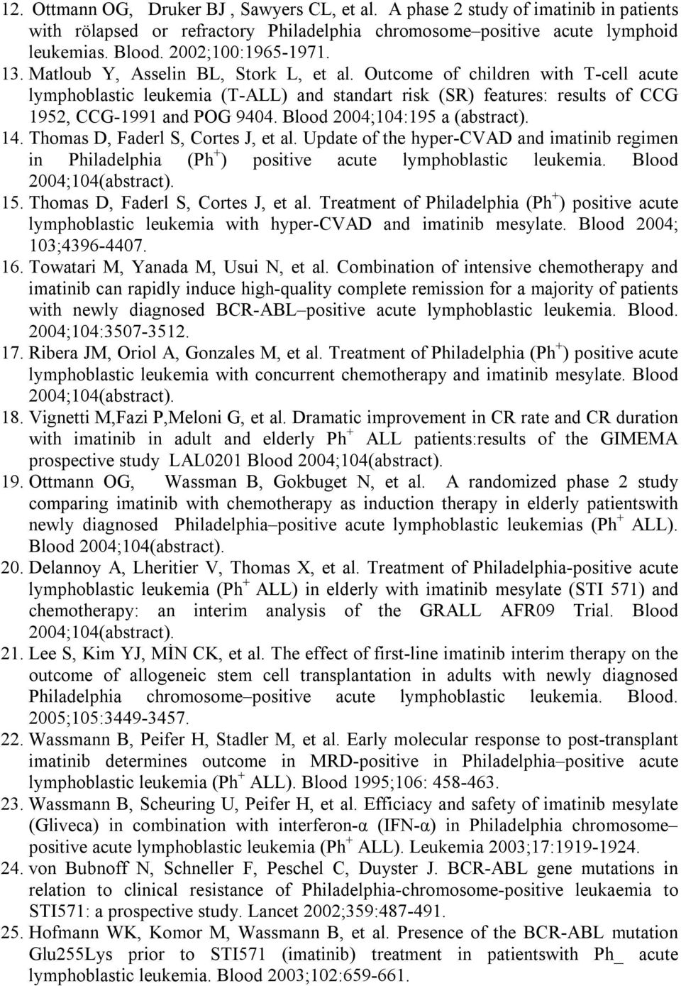 Blood 2004;104:195 a (abstract). 14. Thomas D, Faderl S, Cortes J, et al. Update of the hyper-cvad and imatinib regimen in Philadelphia (Ph + ) positive acute lymphoblastic leukemia. Blood 15.