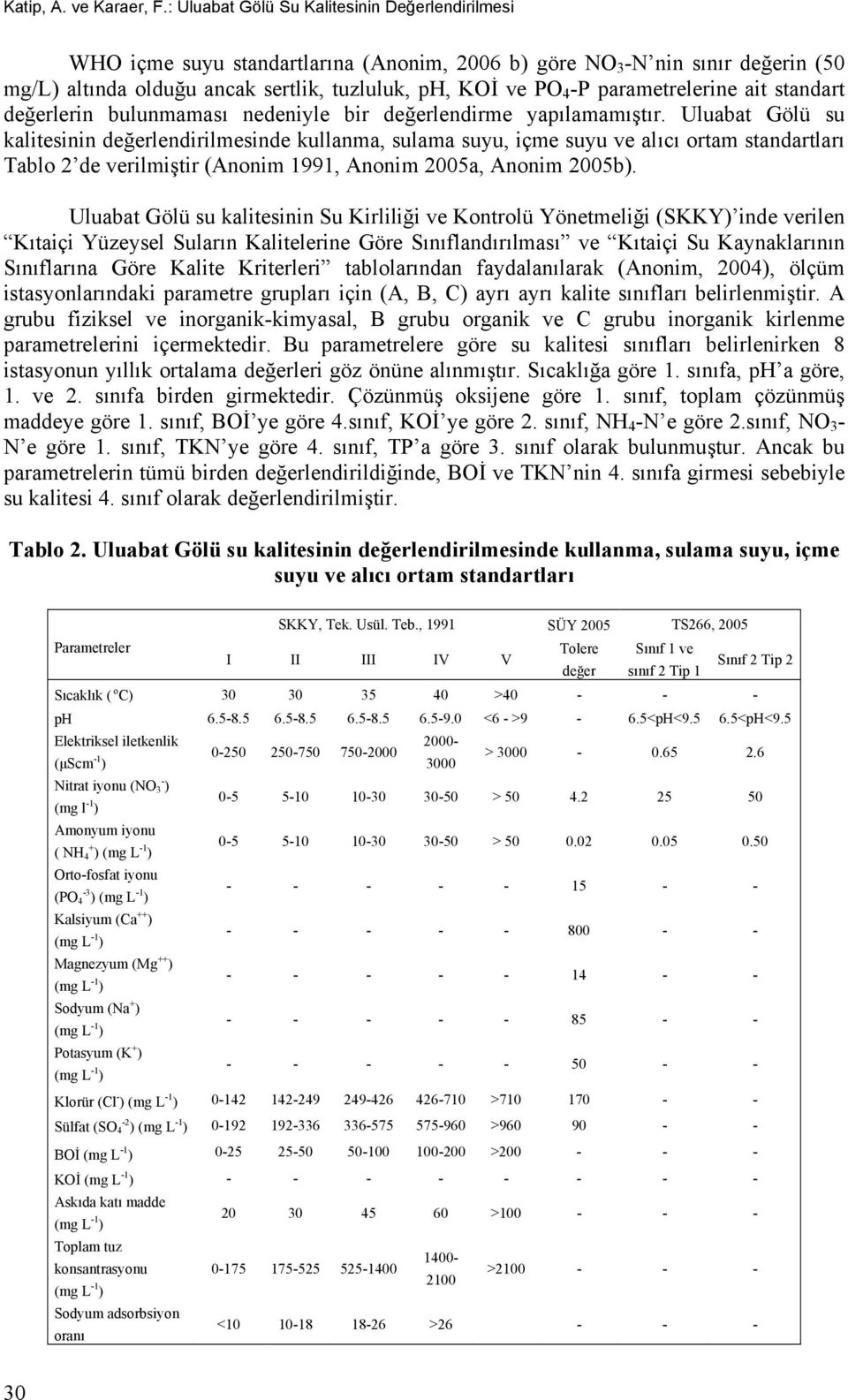 parametrelerine ait standart değerlerin bulunmaması nedeniyle bir değerlendirme yapılamamıştır.