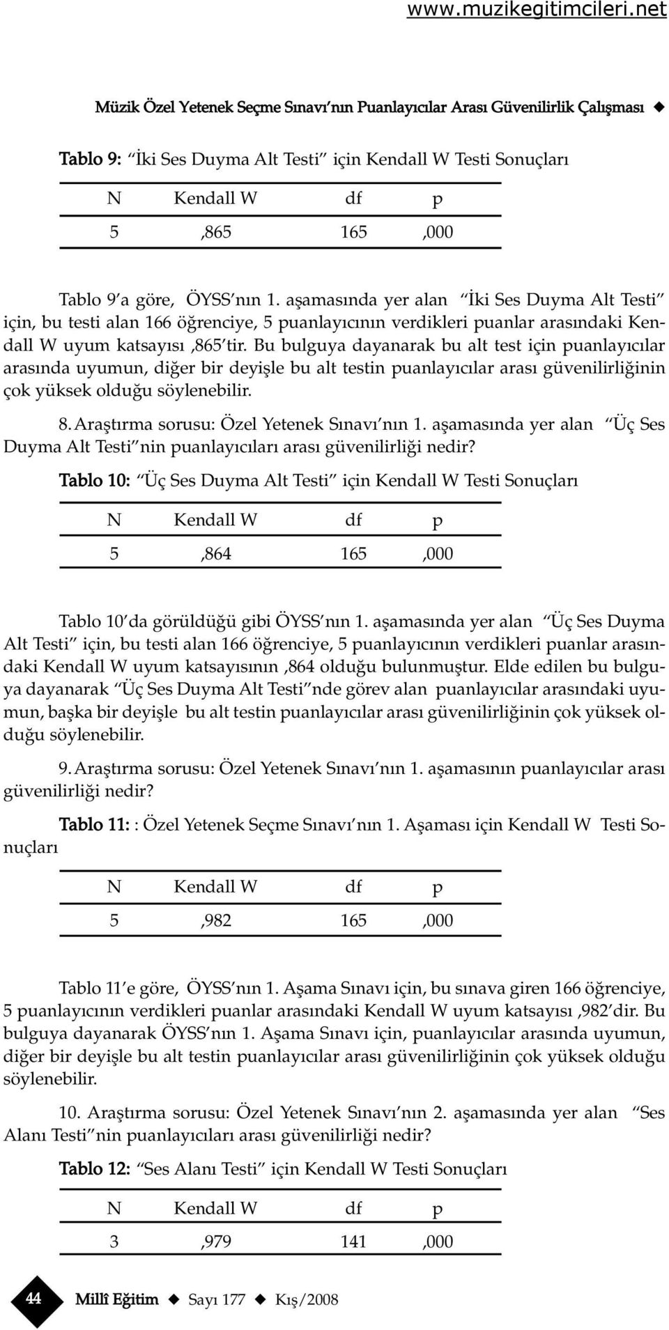 Bu bulguya dayanarak bu alt test için puanlay c lar aras nda uyumun, di er bir deyiflle bu alt testin puanlay c lar aras güvenilirli inin çok yüksek oldu u söylenebilir. 8.