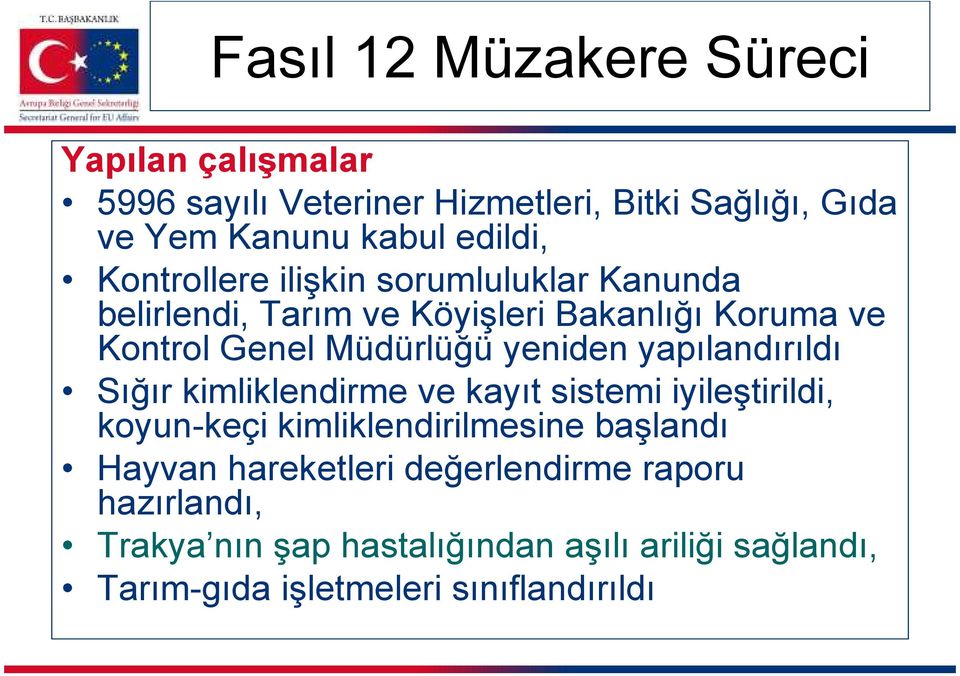 yapılandırıldı Sığır kimliklendirme ve kayıt sistemi iyileştirildi, koyun-keçi kimliklendirilmesine başlandı Hayvan