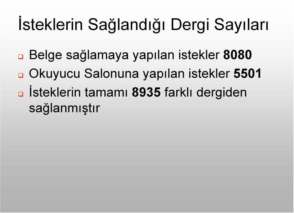 Okuyucu Salonuna yapılan istekler 5501