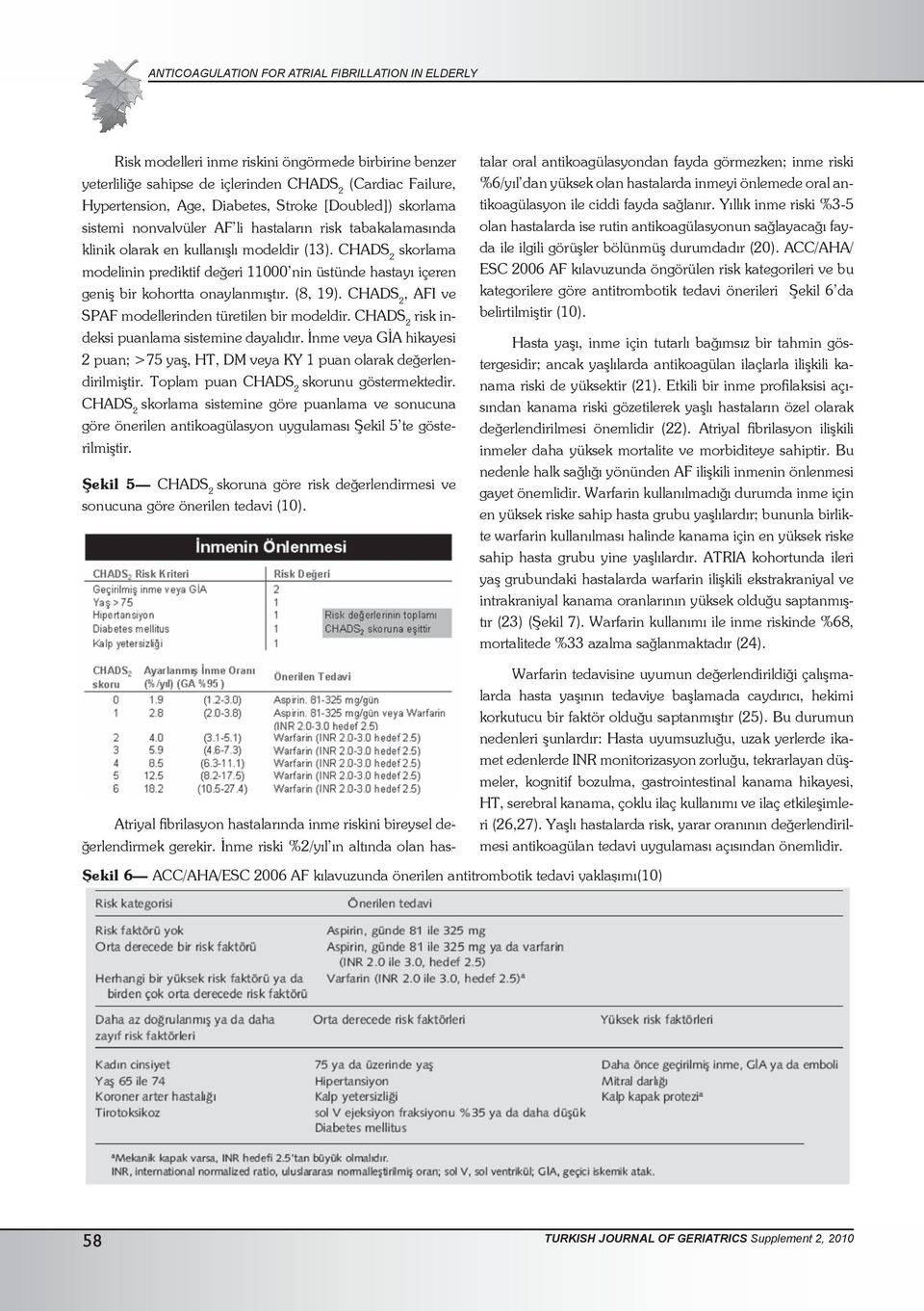 CHADS 2 skorlama modelinin prediktif değeri 11000 nin üstünde hastayı içeren geniş bir kohortta onaylanmıştır. (8, 19). CHADS 2, AFI ve SPAF modellerinden türetilen bir modeldir.