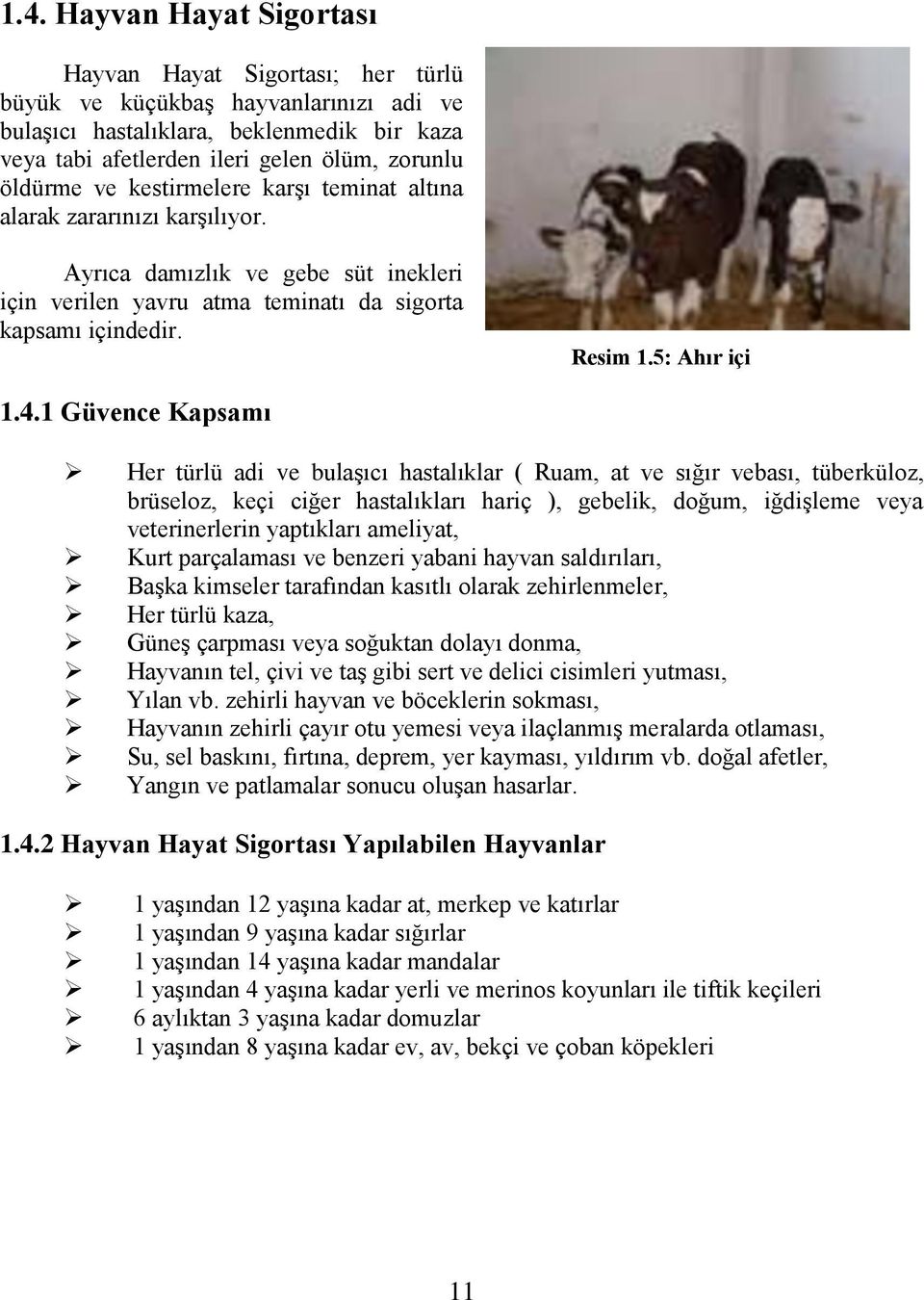 1 Güvence Kapsamı Her türlü adi ve bulaģıcı hastalıklar ( Ruam, at ve sığır vebası, tüberküloz, brüseloz, keçi ciğer hastalıkları hariç ), gebelik, doğum, iğdiģleme veya veterinerlerin yaptıkları