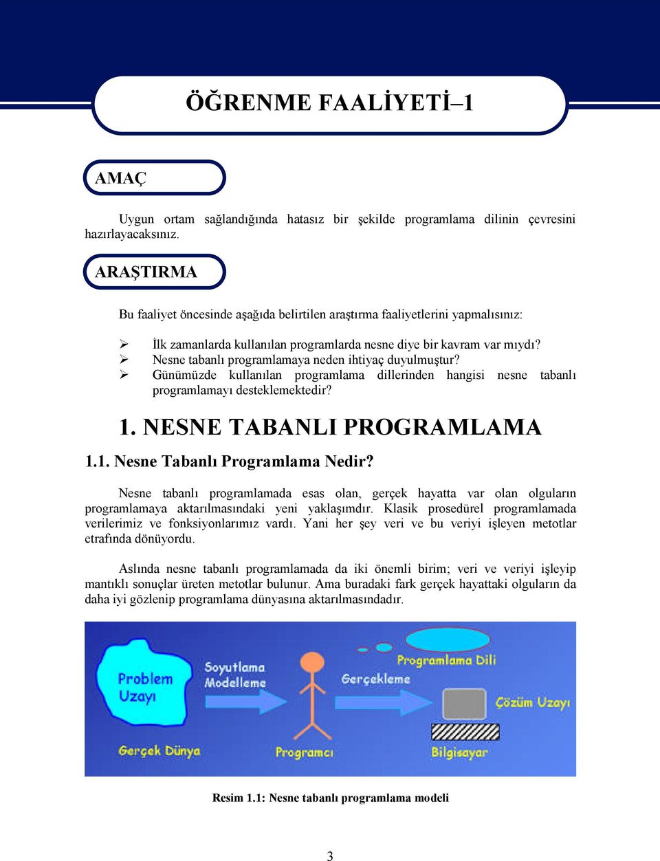 Nesne tabanlı programlamaya neden ihtiyaç duyulmuştur? Günümüzde kullanılan programlama dillerinden hangisi nesne tabanlı programlamayı desteklemektedir? 1. NESNE TABANLI PROGRAMLAMA 1.1. Nesne Tabanlı Programlama Nedir?