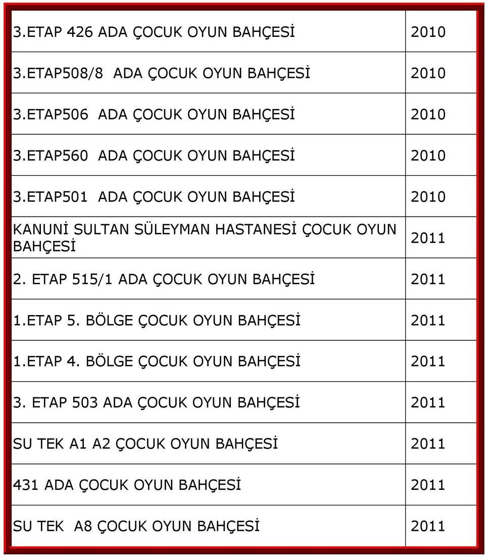 ETAP501 ADA ÇOCUK OYUN 2010 KANUNİ SULTAN SÜLEYMAN HASTANESİ ÇOCUK OYUN 2011 2.