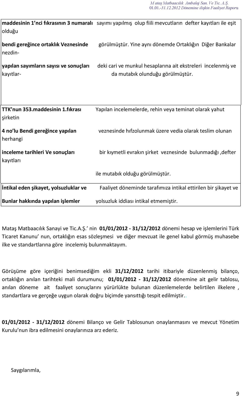 fıkrası şirketin Yapılan incelemelerde, rehin veya teminat olarak yahut 4 no lu Bendi gereğince yapılan veznesinde hıfzolunmak üzere vedia olarak teslim olunan herhangi inceleme tarihleri Ve