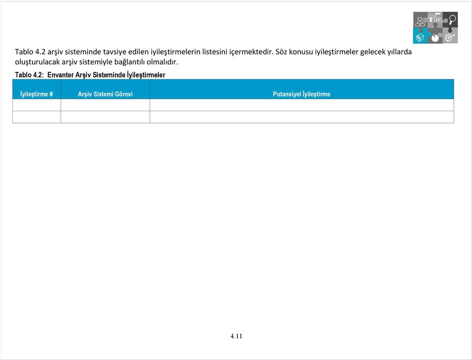 Söz konusu iyileştirmeler gelecek yıllarda oluşturulacak arşiv sistemiyle