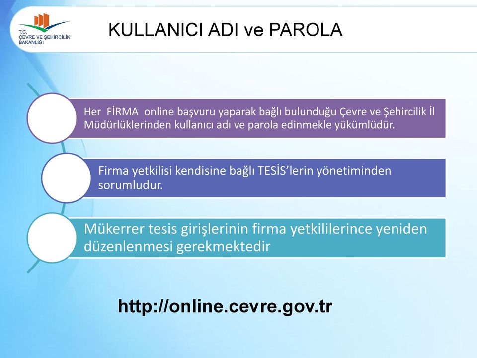 Firma yetkilisi kendisine bağlı TESİS lerin yönetiminden sorumludur.