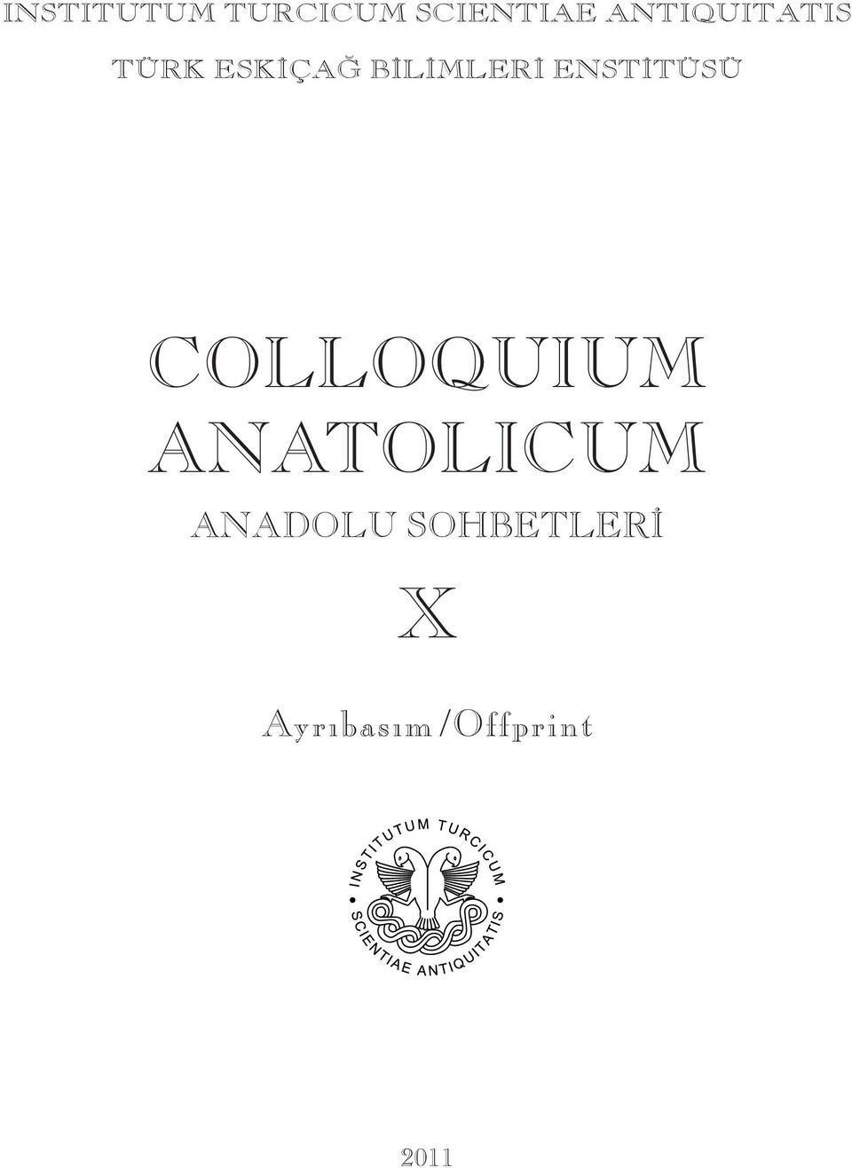 ENSTİTÜSÜ COLLOQUIUM ANATOLICUM