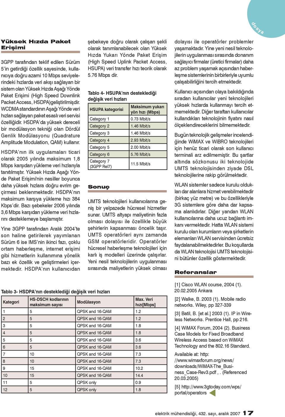 HSDPA da yüksek dereceli bir modülasyon tekniği olan Dördül Genlik Modülasyonu (Quadrature Amplitude Modulation, QAM) kullanır.