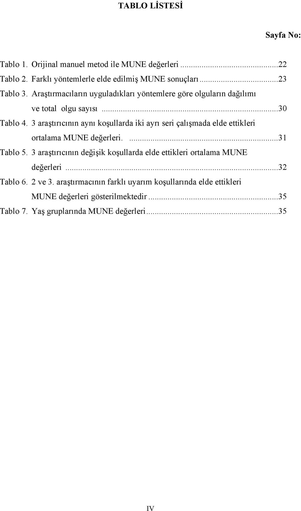 3 araştırıcının aynı koşullarda iki ayrı seri çalışmada elde ettikleri ortalama MUNE değerleri....31 Tablo 5.