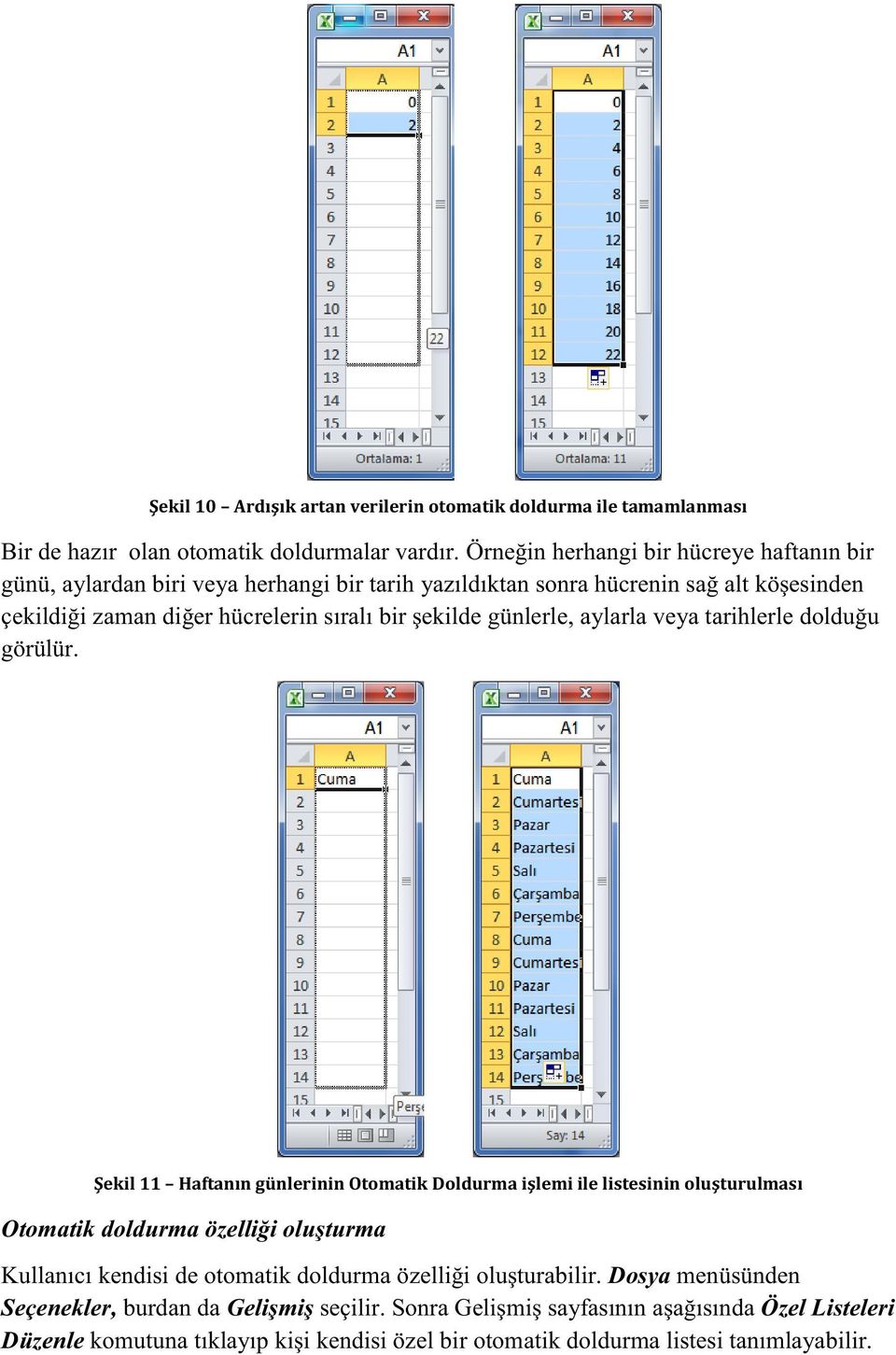 şekilde günlerle, aylarla veya tarihlerle dolduğu görülür.