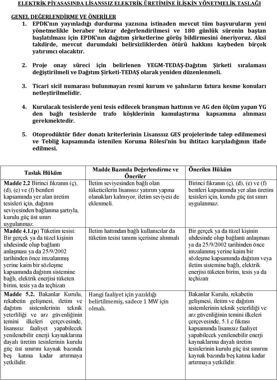 şirketlerine görüş bildirmesini öneriyoruz. Aksi takdirde, mevcut durumdaki belirsizliklerden ötürü hakkını kaybeden birçok yatırımcı olacaktır. 2.